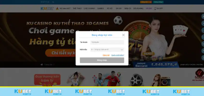 Cách đăng nhập KUBET trên website